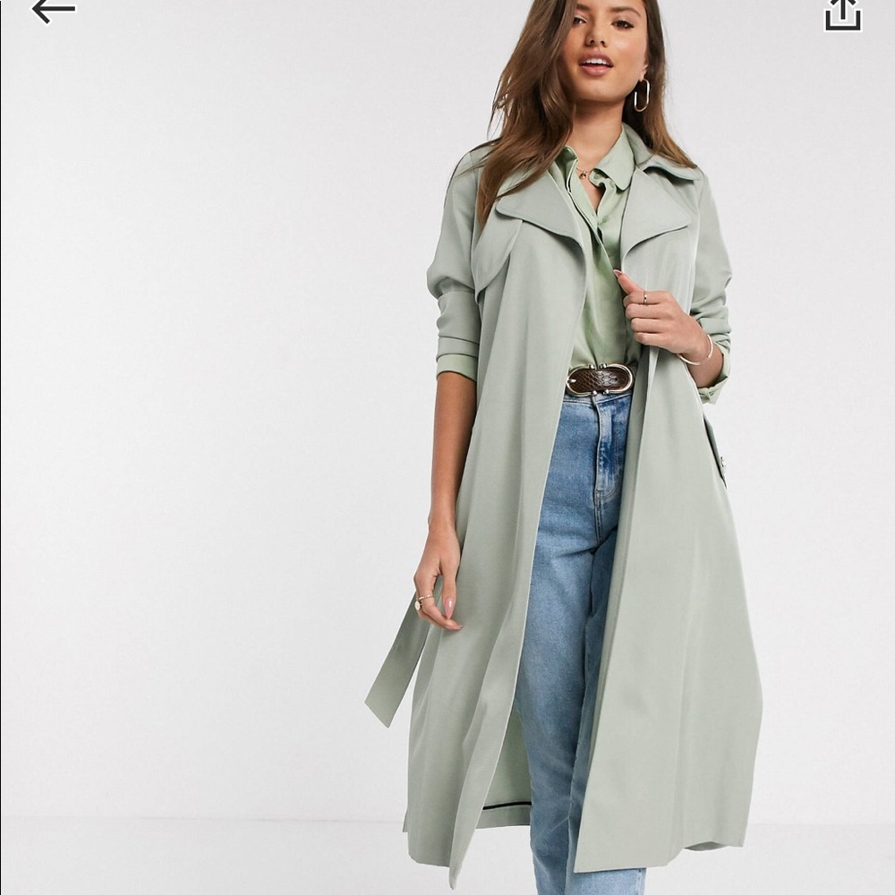 Brand new belted trench in sage green